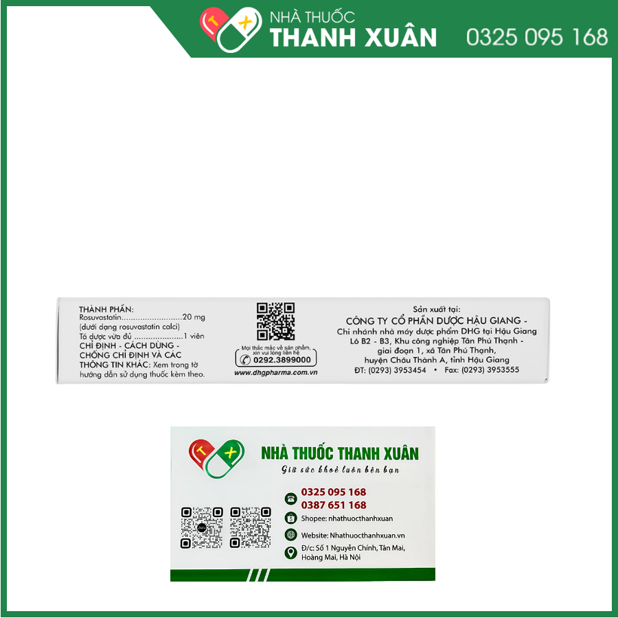 Thuốc Rotorlip 20 DHG điều trị tăng cholesterol máu, phòng ngừa bệnh tim mạch